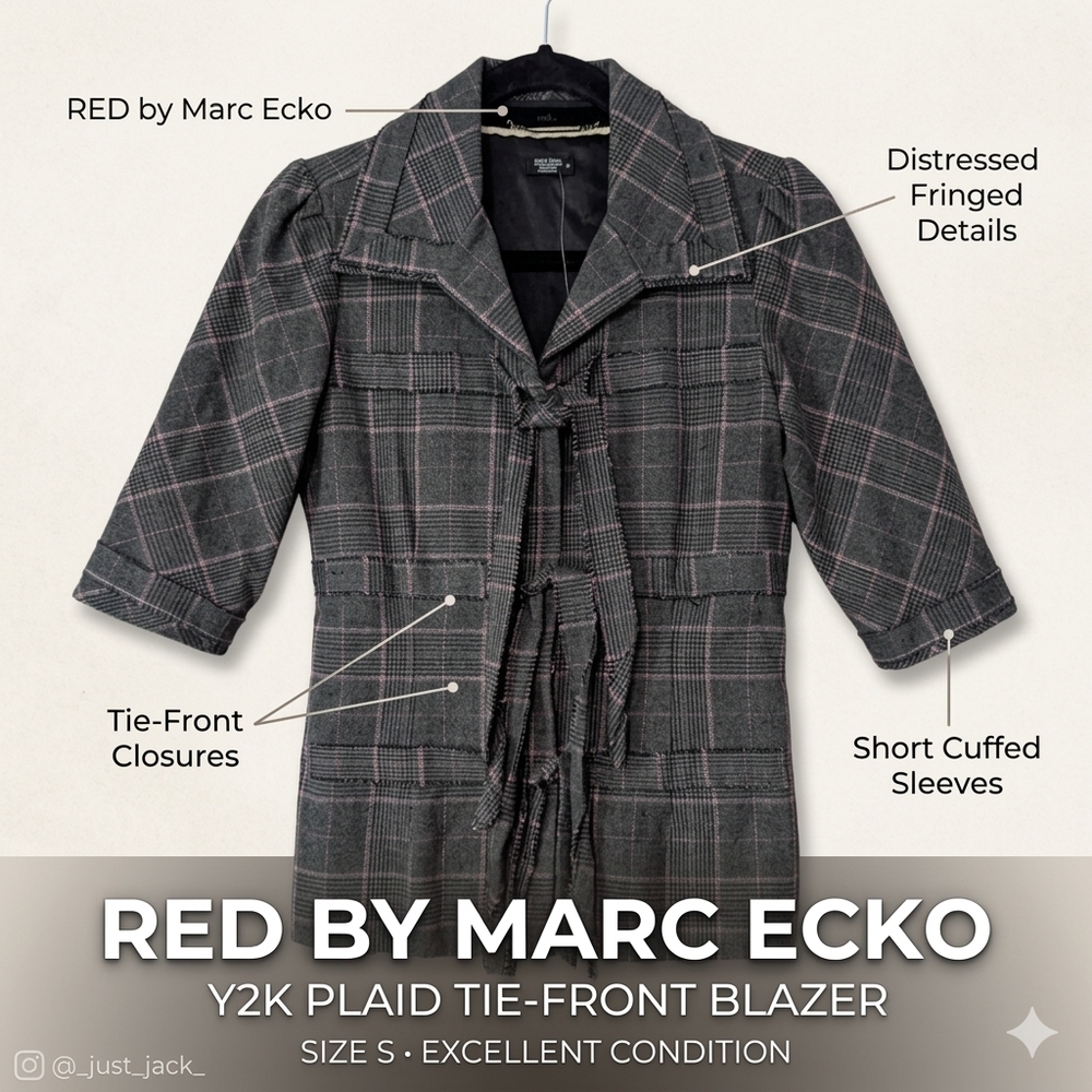 Red by Marc Ecko Plaid Tie-Front Jacket - Size S Y2K Like New!